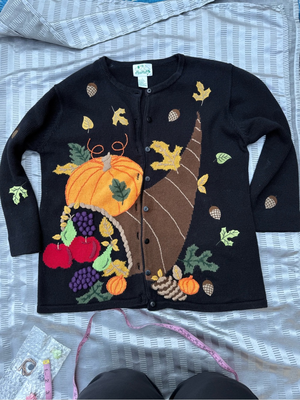Vintage 90s Quacker Factory Cornucopia Cardigan with Fruit Button Covers